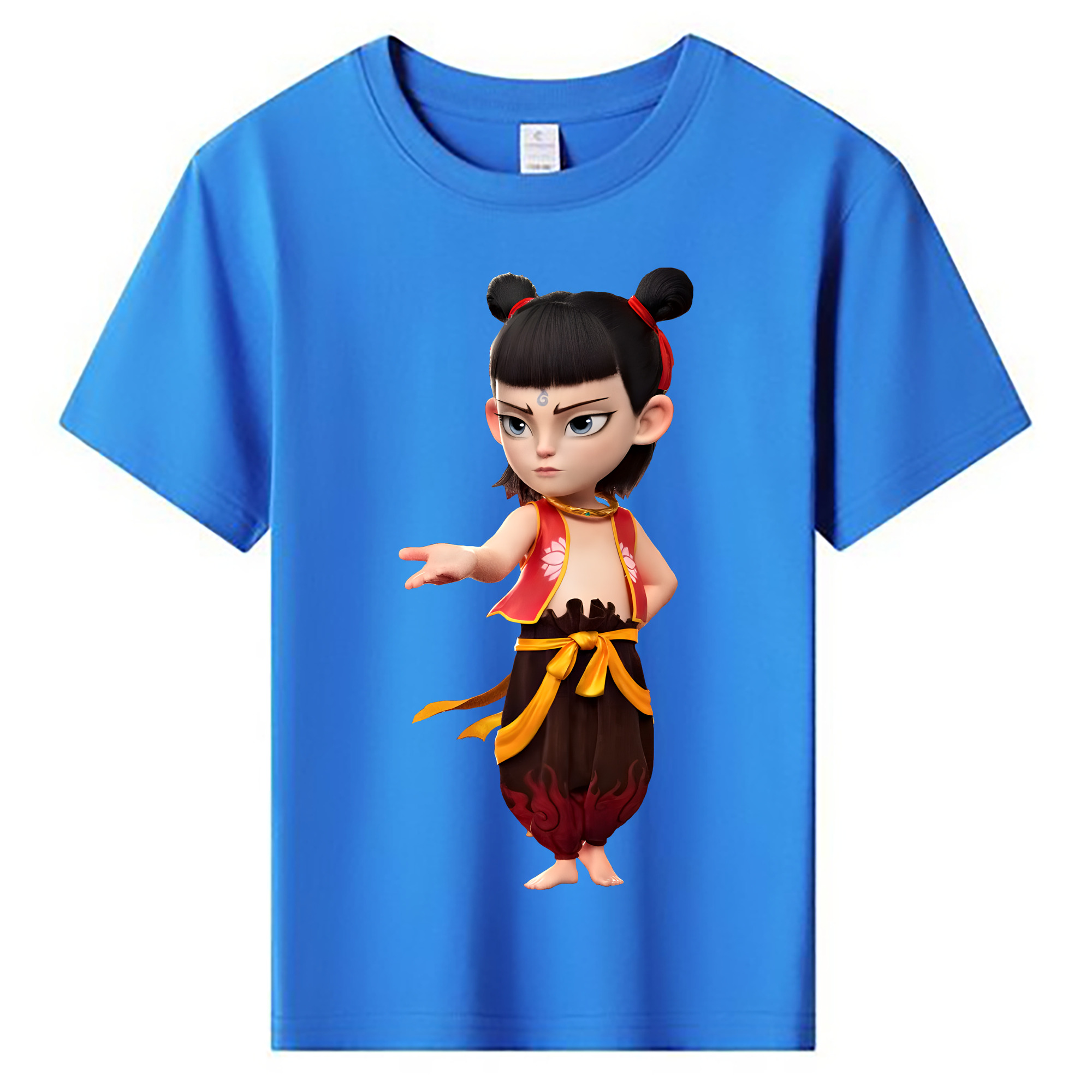 （画像用） Ne Zha 2 ナタ 魔童の大暴れ 綿100％キッズTシャツ（フロントプリント）
